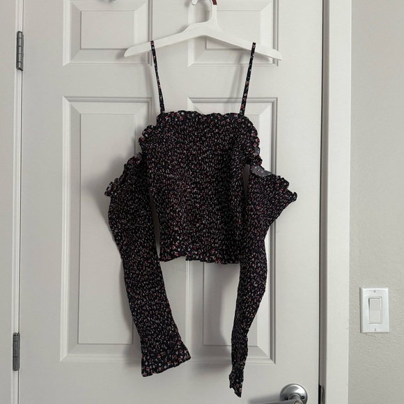 Polo Ralph Lauren Kezia Smocked Off The Shoulder Floral Top Size L - Navy - NWT - Picture 5 of 10